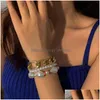 B￤rade retro p￤rlp￤rlsp￤rradstr￤ngar armband punk aff￤rsstil fest tjock kedja kvinnor geometrisk legering guld armband europe smycken dhgyz