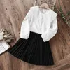 Vêtements Ensembles Vêtements Pour Adolescents Enfants École Blouses Blanches Jupe Costume Filles Printemps Automne Bébé Enfants 4 -14 Y