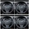 Car Steering Wheel Cover Soft Genuine Leather Anti-wear Steering Wheel Cover 100% Cowhide Braid With Needles Thread