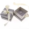 Jewelry Pouches Square Set Box Big Necklace Paper 168 40MM Grey With Ribbon 25mm Width Pendant Packaging Boxes