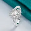 Anello solare in zircone di cristallo in argento sterling 925 per gioielli da donna con ciondoli regalo per feste di fidanzamento