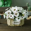 Fleurs décoratives 21 têtes / 1pcs bouquet de mariée en soie marguerite pour Noël maison année de mariage décoration fausses plantes tournesol artificiel