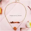 Pendant Necklaces Irregar Natural Crystal Stone Handmade Double Layer Pendant Necklaces For Women Girl Party Decor Jewelry Drop Deli Dh0Ut