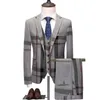 Męskie garnitury Blazers Kamizelki Zestaw 3 sztuki / Business Casual Fashion Trzy -częściowa kurtka w kratę płaszcz z płaszczem kamizelki 221201