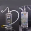 6,5-Zoll-Glasölbrenner-Bong Dab Rig Shisha 10 mm weiblicher Recycler-Eisfänger Wasserpfeife Wabenbongs mit männlichem Banger-Ölbrennerrohr und Schlauch