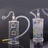 Grandi dimensioni 6,5 pollici Bruciatore a nafta in vetro Bong Pipa ad acqua Inline Matrix Perc con tubo in silicone da 10 mm di spessore maschio in vetro Pyrex Bruciatore a nafta Tubo in silicone dab rig narghilè