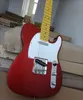 6 Strings Metal Red Electric Guitar with Yellow Maple Fretboard White Pickguard Customizable