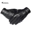 Cinq doigts gants GOURS hiver hommes en cuir véritable écran tactile noir véritable peau de mouton laine doublure chaude conduite GSM050 221202