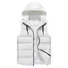 Hommes Gilets 3676 Noir Blanc Bleu Rouge À Capuche Gilet Gilet Hommes Zipper Mince Chaud Vers Le Bas Gilet Épais Style Coréen Survêtement Sans Manches Veste 221202