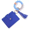 Bracelet de perles en silicone Faveur Sac de carte léopard Bois Perlé PU Cuir Gland Porte-clés Portable Portefeuille pour dames avec Snap Party Supplies ss1202