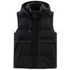 M￤ns v￤star Autumn Winter Thick Vest Men's Brand Hooded Black Sleeveless Jackets Men Clothes Hat L￶stagbar varm bomull Waistcoat 221202