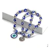 Beaded Evil Demon Eye Glass Beaded Strands Bracelet Couples Men Women Blue Eyes Bracelets Drop Delivery Jewelry Dhlxu