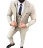 Мужские костюмы Blazers Men 3 штуки Slim Fit Casual Groomsmen Army Green Champagne Lapel Lycedos для формальных свадеб.