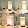 Tafellampen Noordelijke linnen stof voor woonkamer modern houten ijzeren licht slaapkamer bedkamer lamp lamp studeert huisdecoratie