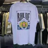 メンズTシャツ2022SS RHUDEトランププリントTシャツMEN高品質の特大のヘビーファブリックトップT2212025ZWK