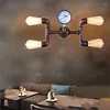 Wall Lamp Water Pipe 4-heads Light Fixtures Retro Industrial Iron Bronze Vintage Bar Lights For Cafe Aisle Loft Living Room