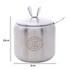 Alimentos Savores de armazenamento Recipientes Sugar Bowl Aço inoxidável Cruet com colher de tampa Salt Salker molho de cruzeiro jarro 221202