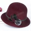 Femmes automne hiver laine chapeaux dames dôme chapeau Vintage élégant Fedoras casquette avec fleur chapeau de soleil décontracté seau casquettes