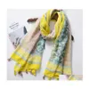 Scarves Bohemian Fashion Spring Summer Women Slik Scarf Sunsn Cotton And Linen Fleeing Big Gauze Shawls Soft Beach Shawl Paisley Flo Dh7Dj