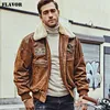 Herren Leder Faux FLAVOR Echte Bomberjacke mit abnehmbarem Pelzkragen Echte Schweinslederjacken Winter Warmer Mantel Herren 221202