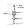 Navel Bell Button Rings Sexy Navel Piercing Belly Ring Button Rings Barbell Bar Zircon Dangling Ombligo Party Round For Woman Body Dhbxf