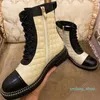 Stivaletti Martin Stivali Top Designer Luxury Classic Fashion Leather Color Matching Lace Up Tacco basso Knight 35-41 2022 New Lingge 09