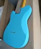 6 telli Mavi Elektrikli Gitar Siyah bağlayıcı sarı akçaağaç klavyesi Beyaz İnci Pickguard Özelleştirilebilir