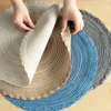 Table Mats Set Of 4 13 Inch Round Cotton Placemats Non Slip Heat Insulation Braided For Dinner Parties BBQs 38cm Plate Charger