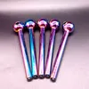 Colorful Electroplating Glass Oil Burner Pipes Tube Nail Tips Water Bong Titanium Straight Hand Pipe