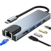 5 في 1 USB Type C Hub HDMI 4K USB C Hub to Gigabit 100m Ethernet RJ45 LAN Adapter USB 3.0 PD Port for MacBook Pro Samsung