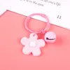 Cute Colorful Resin Flower Keychain With Bell for Women Girl Keyring Cartoon Charm Bag Pendants Car Key Chains