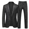 Abiti da uomo Blazer Marchio di moda Abito jacquard Classico Nero / Bianco Alla moda Affari Banchetto di nozze Vestito da festa Uomo e pantaloni 221201