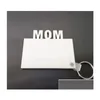 Porte-clés Lanyards Sublimation Mom Dad Fam Porte-clés Party Favor DIY Blank MDF Porte-clés pour mère et père cadeau 75x75xm Drop D Dhesb