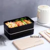 Lunch Boxes Wooden Japanese Style Doublelayer Lunch Box Portable Microwave Oven Plastic Material Office Worker Student Bento Box 221202
