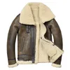 Men's Leather Faux Winter Real Jacket Sheepskin Shearling Genuine Rock Jackets High Quality B3 Bomber Male Coats 221202