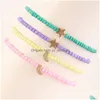 Anklets Bohemian Beach Style Handmade Solid Color Bead Anklet Alloy Star Moon Pendant Foot Ornament Jewelry Wholesale Drop Delivery Dhh56