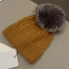 Yün Beanie Şapka Kürk Pom Pom Kafatası Kapağı Kış Sıcak Kadın Kayak Şapkaları Hediyeler