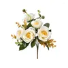 Fleurs décoratives 1 pièces/32 cm Rose Bouquet de soie pivoine fleur artificielle 5 grosse tête bourgeon mariée mariage noël anniversaire décoration de la maison