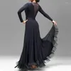 무대웨어 볼룸 경쟁 댄스 드레스 여성 왈츠 긴 슬리브 현대 댄스웨어 커스터마이즈 크기 성능 의상 DN3054