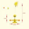 Cat Toys Teaser Plastic Windmill Funny Swing Spring Feather Playstick Whirligig Kitten Puzzle Training Adsorbable Fixation