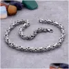 Chaînes 5Mm / 6Mm / 8Mm Large Sier En Acier Inoxydable King Byzantine Chaîne Collier Bracelet Bijoux Pour Hommes À La Main Drop Delivery Colliers Stylo Dhzpj