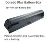 إعادة صياغة Dorado Plus Intube Battery Box 36V 48V 52V حالة بطارية فارغة مع 52pcs 65pcs 18650 حامل الخلية