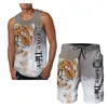 Survêtements pour hommes Summer Fashion Top / Shorts / 2PC Ensembles Cool Tiger Print Tank Tops Mens Vest Sportwear Vêtements 221202