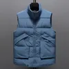 M￤ns v￤star Autumn Winter Men's Vest Casual dragkedja Warm Stand Collar Cotton vadderade ￤rml￶sa jackor med stora fickor 221202