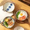 Skålar 7.5 tum japanse huishoudelijke noodle Kom keramische soepkom mötte handvat salade pasta skål keuken servies magnetron bakware