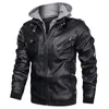 Leer lederen faux motorjack herfst winter fashion windbreaker homme capuchon uit het deler warme motorrijder pu jassen EU maat 3xl 221202