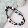 Streng echte lederen armbanden blauwe stenen armbanden mode zoetwater parels kralen sieraden twee lagen armband