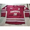 College Hockey Wears Custom NCAA 16 Cale Makar Jersey Massachusetts Minutemen UMass 35 Year East Jerseys Cousu Vin Rouge Blanc Tout