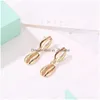 Dangle Chandelier Fashion Hipster Dumb Gold Double couche Shell Boucles d'oreilles en métal Tassel Summer Beach Accessoires pour femmes Drop Deliv Dhtgh