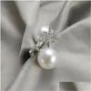 Stud mode sieraden stud oorbellen FL Diamond Rhinstone Faux Pearl Drop levering Dhkmo